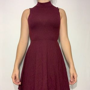 red turtle neck dress